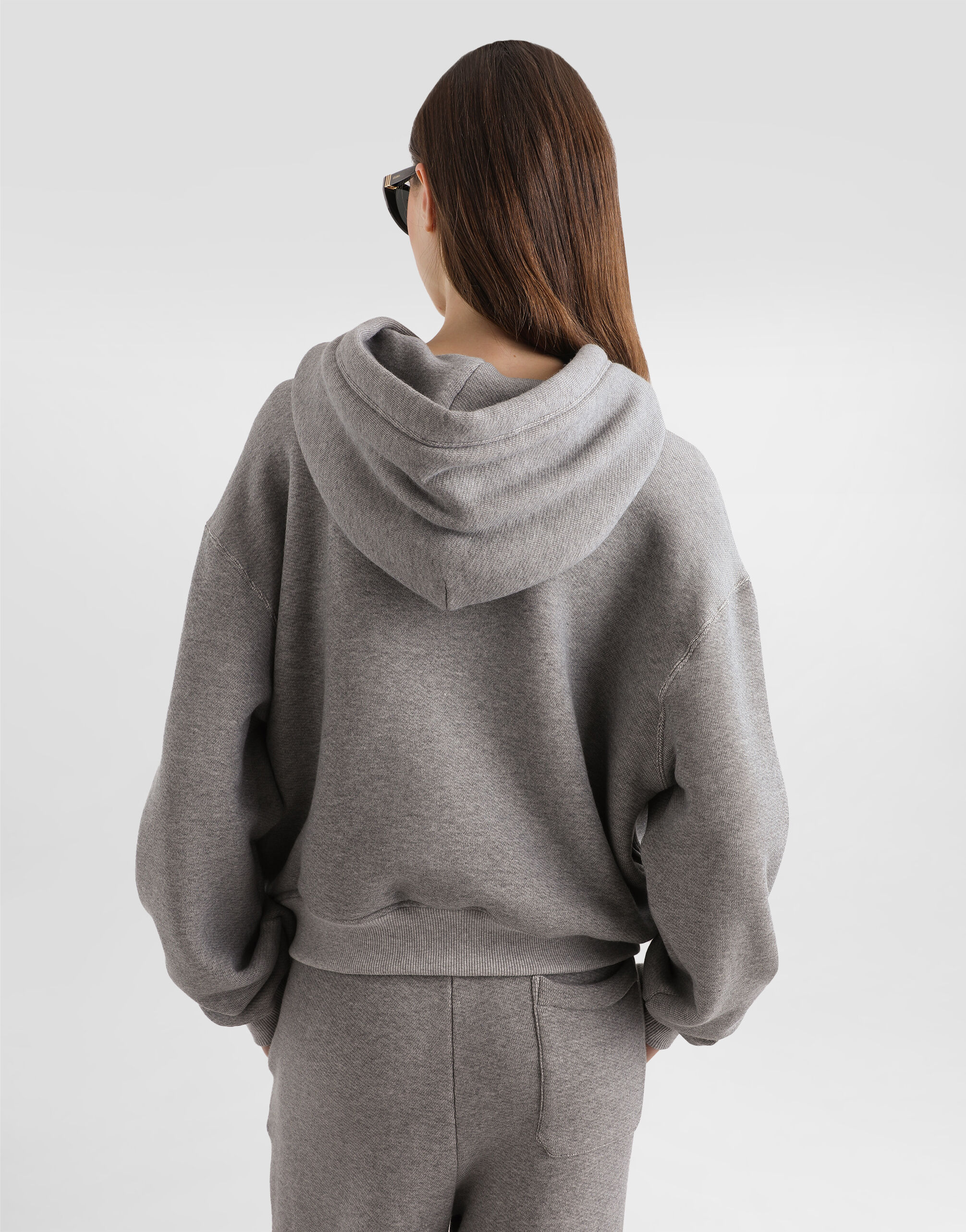 Fleece hoodie with embroidery in Grey for Women | Dolce&Gabbana® US