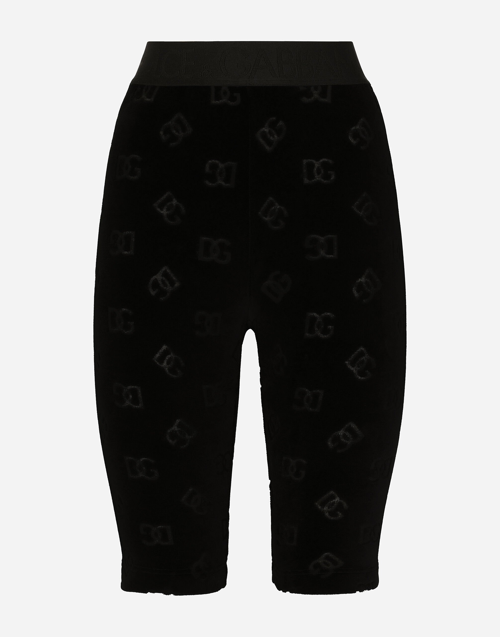 Dolce & Gabbana Flocked jersey cycling shorts with all-over DG logo Black FTBMPTFU21E