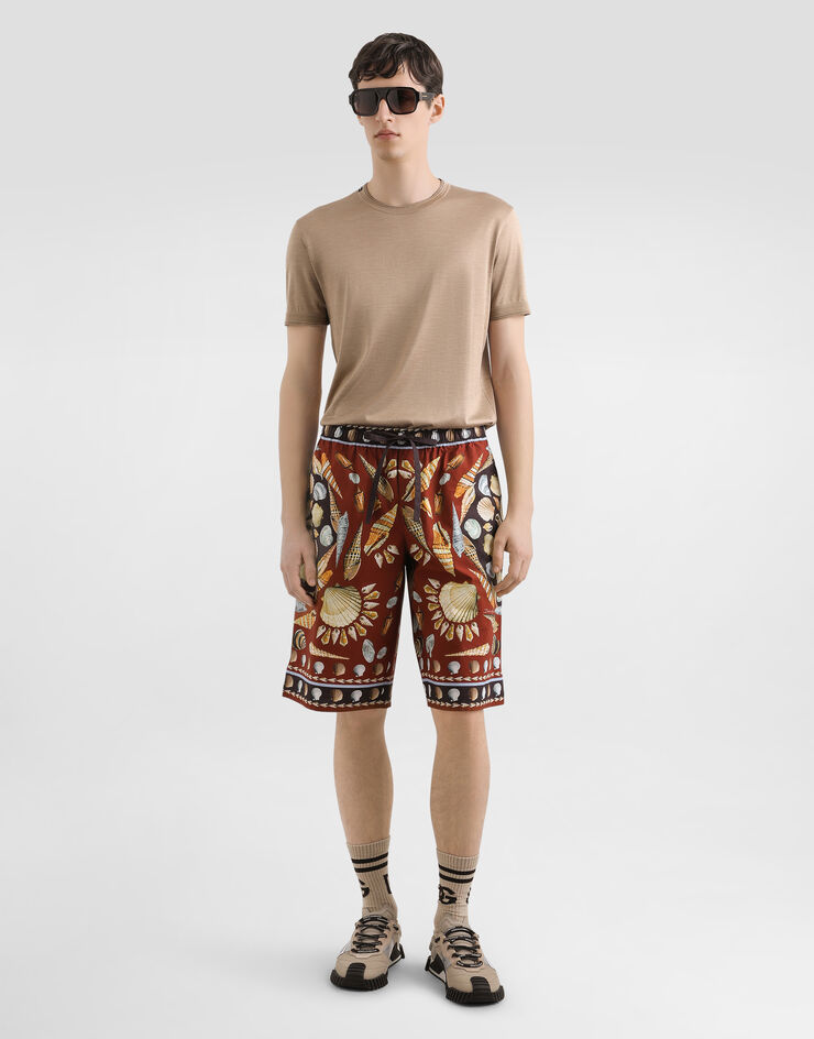 Dolce & Gabbana Short-sleeved silk t-shirt Multicolor G8ST1TG7P0F