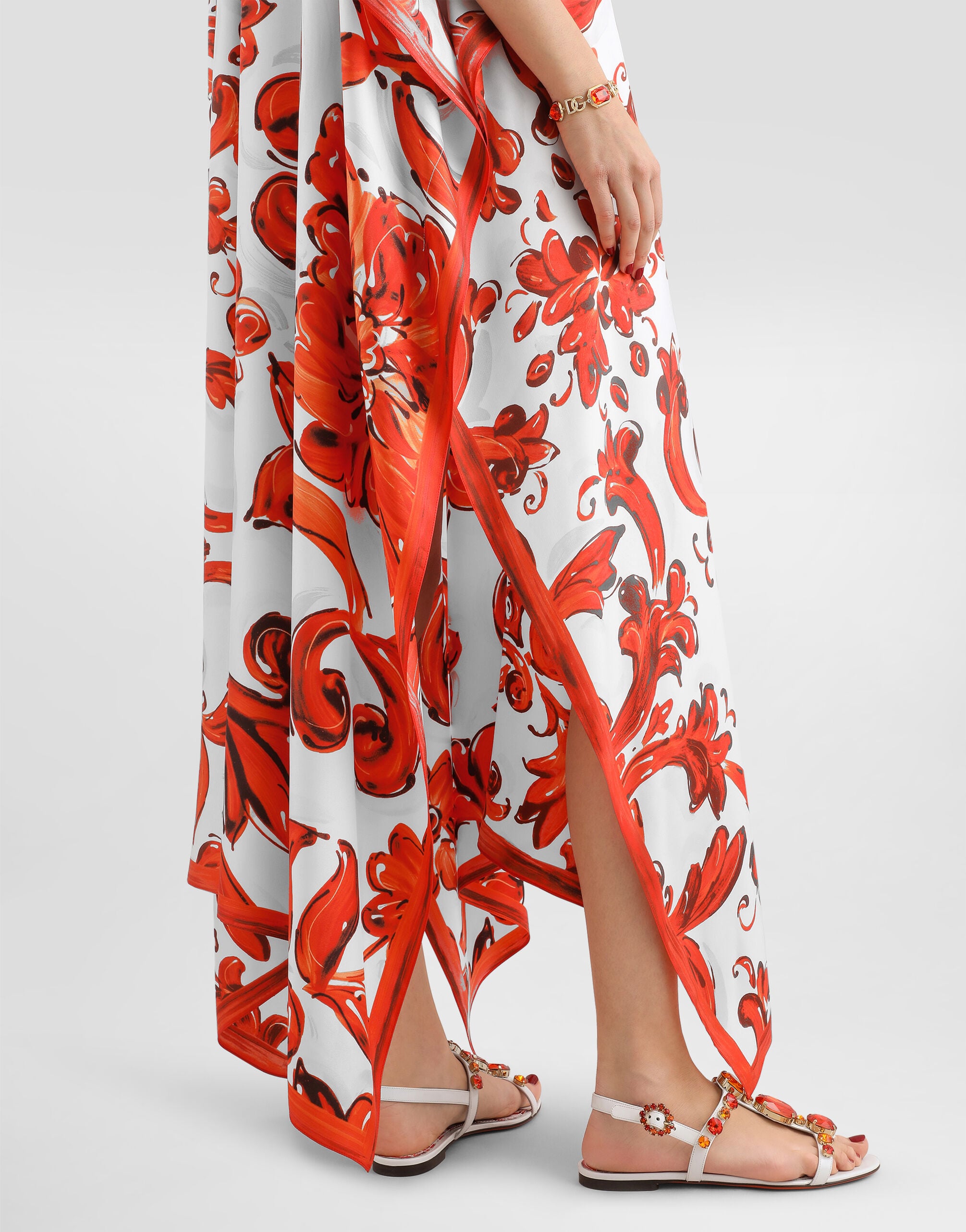 Majolica-print twill kaftan dress in Multicolor for Women