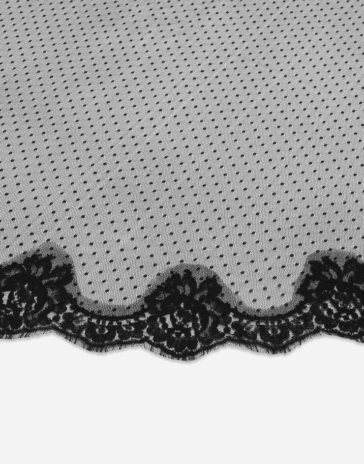 Dolce&Gabbana Tulle plumetis veil with lace trim Black FS289AGDBVR