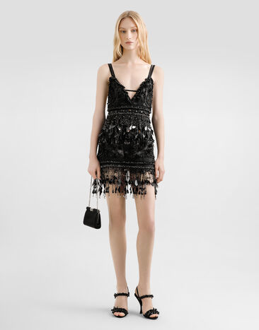 Dolce & Gabbana Satin dress with embroidery Multicolor F60DKZGDDI8