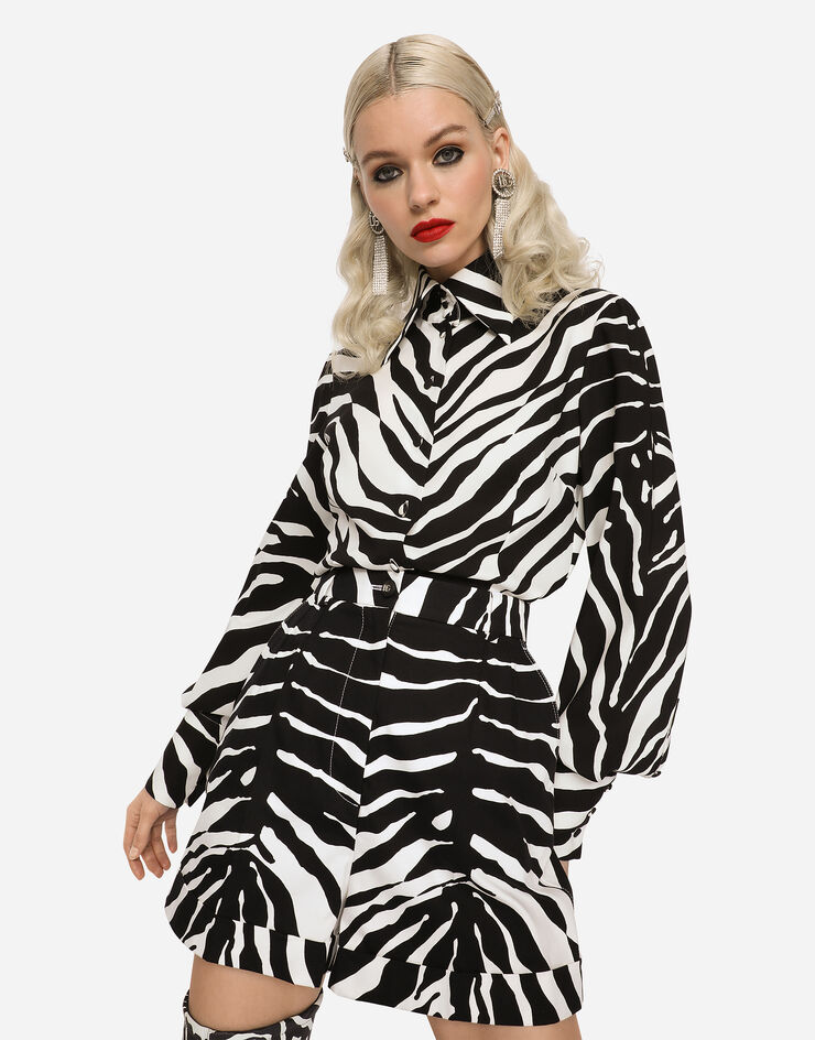 Dolce & Gabbana Zebra-print charmeuse shirt Multicolor F5P71TFSA3P