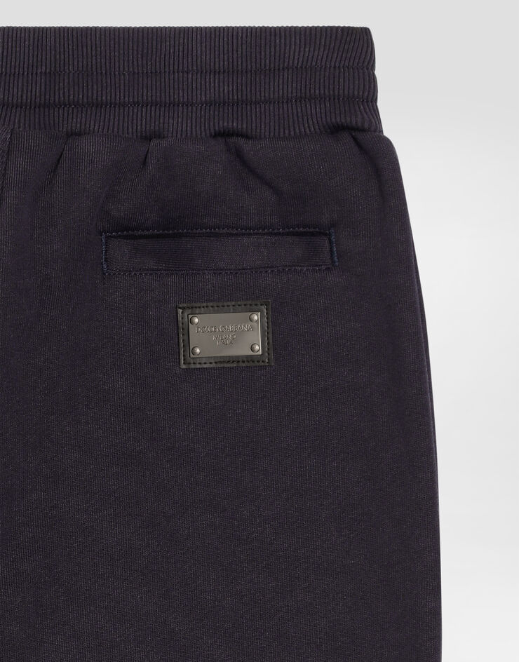 DolceGabbanaSpa Jersey jogging pants with logo tag Blue L4JPT0G7I2P