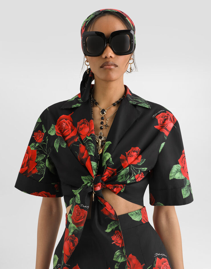 Dolce & Gabbana Rose-print poplin shirt Dolce & Gabbana Rose-print poplin shirt Multicolor F5T30THS5VL