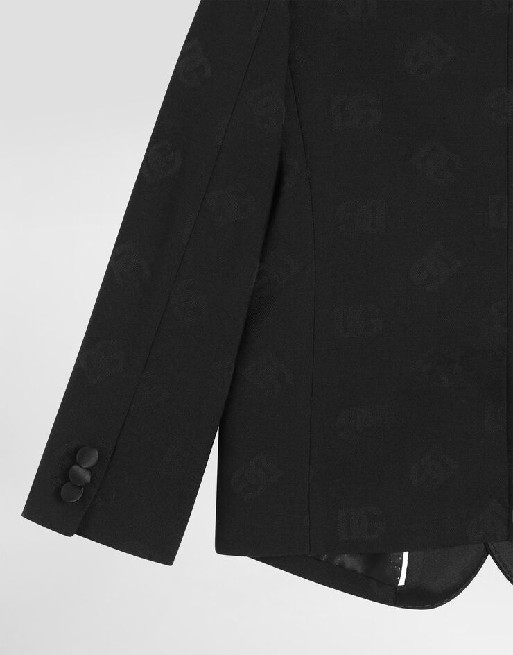 Dolce & Gabbana Single-breasted wool jacquard tuxedo jacket with DG logo Black L41J70FJBAK