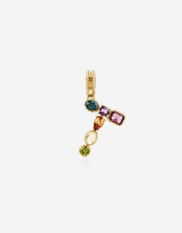 Dolce & Gabbana Charm T Rainbow alphabet in oro giallo 18kt con gemme multicolore Oro WANR2GWMIXA