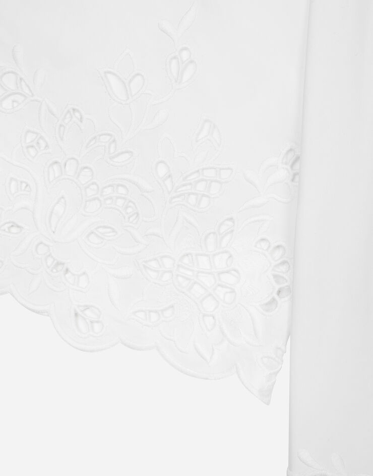 Dolce & Gabbana Robe-chemise en coton avec broderie ajourée Blanc F6JMIZGDCJL