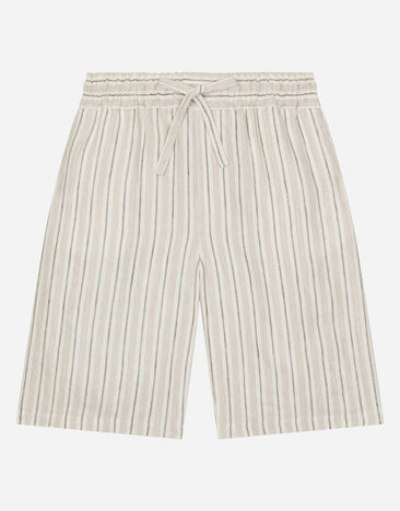 Dolce & Gabbana Bermudas de lino con etiqueta con logotipo Multicolor L43Q49FR4BY