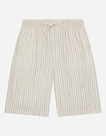 Dolce & Gabbana Bermudas aus Leinen mit Logoetikett Drucken L44S10FI5JO