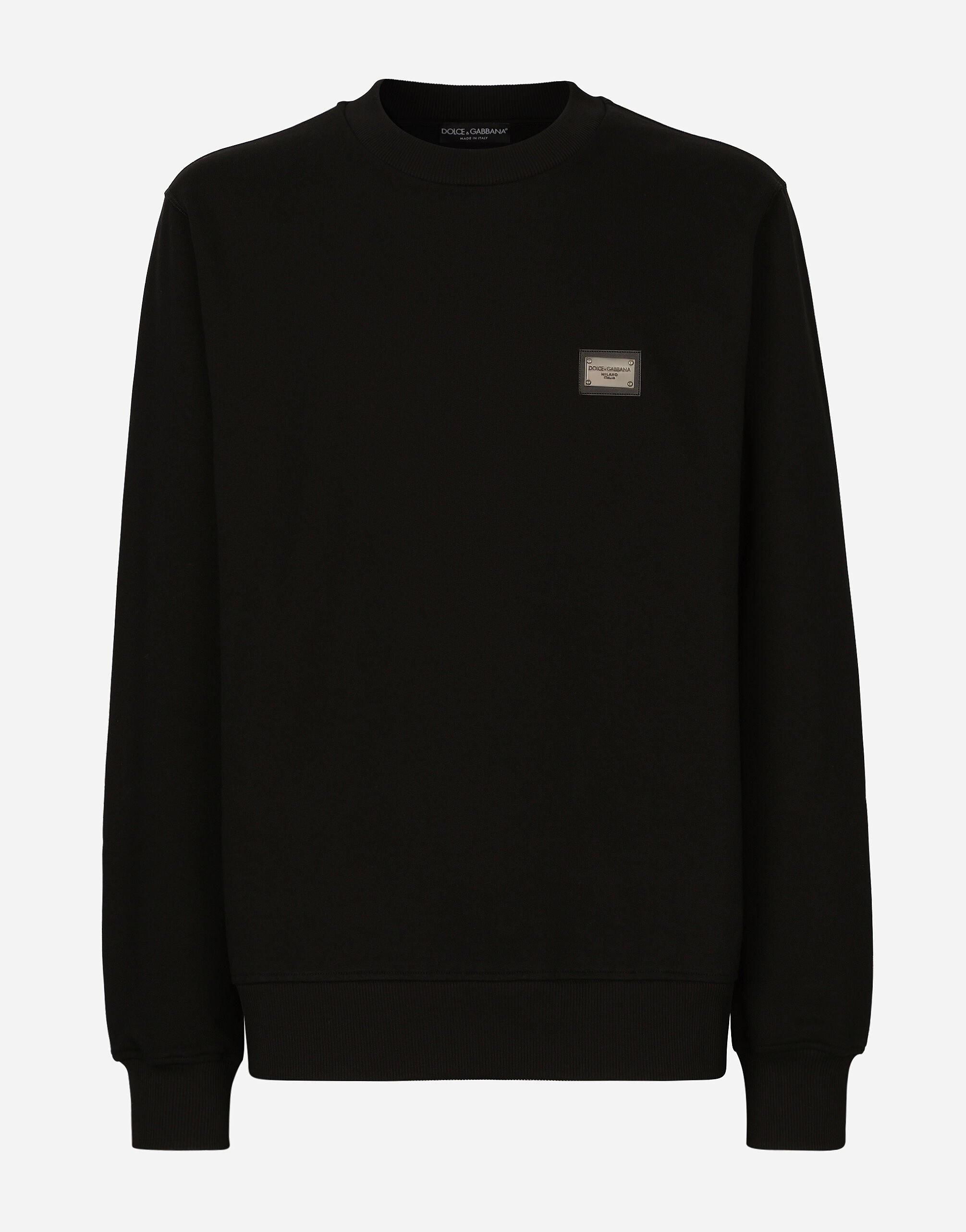 Dolce & Gabbana Jersey sweatshirt with branded tag Black VG4390VP187