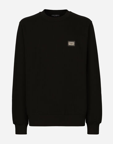 Dolce & Gabbana Jersey-Sweatshirt mit Logoplakette Grün G9BDXZG7NON