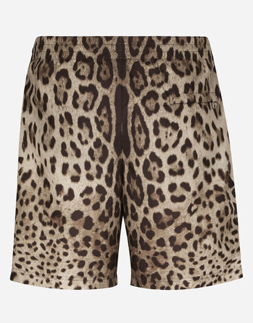 Dolce & Gabbana Mid-length swim trunks with leopard print Animal Print M4A13THSM7F