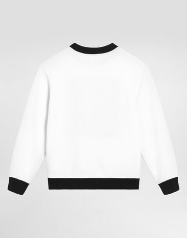 Dolce & Gabbana Crew neck sweatshirt with majolica embroidery White L4JWKTG7PGM