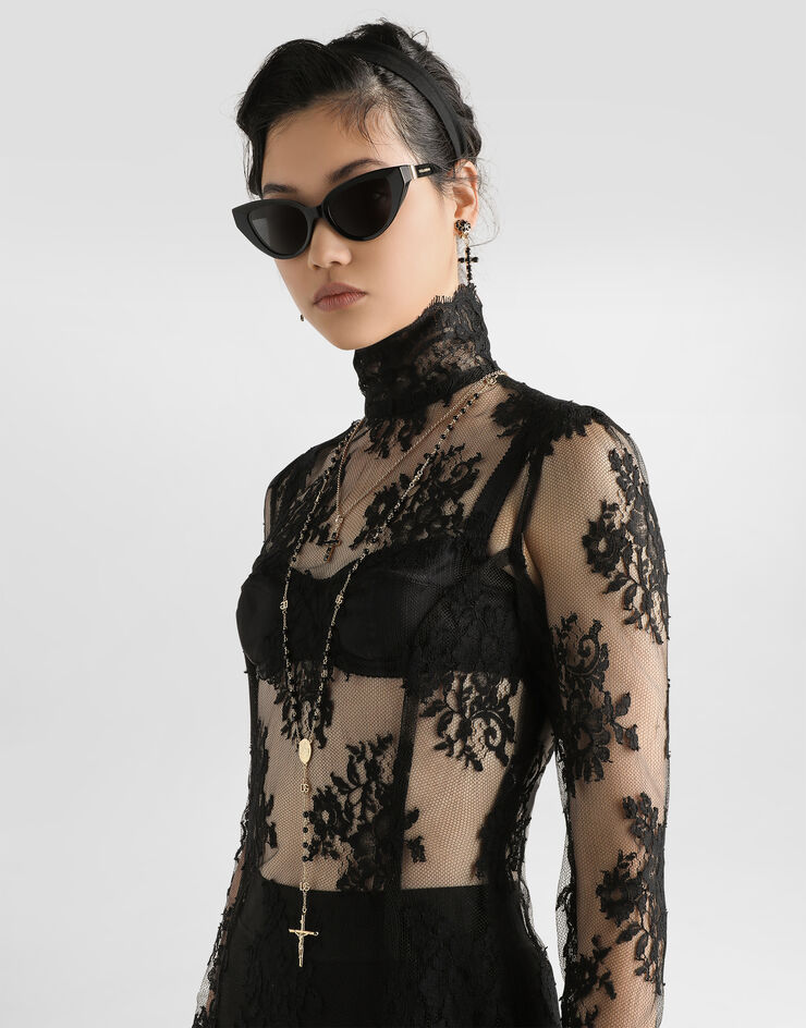 Dolce & Gabbana One-piece cordonetto lace dress Black F6TNTTHLMQM