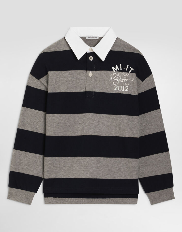 Dolce & Gabbana 폴로 셔츠 인터록 소재 스트라이프 프린트  L4JTKKG7P6K
