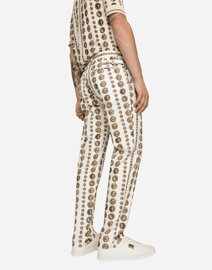Dolce&Gabbana Coin print stretch drill pants White GY6IETFSFMU
