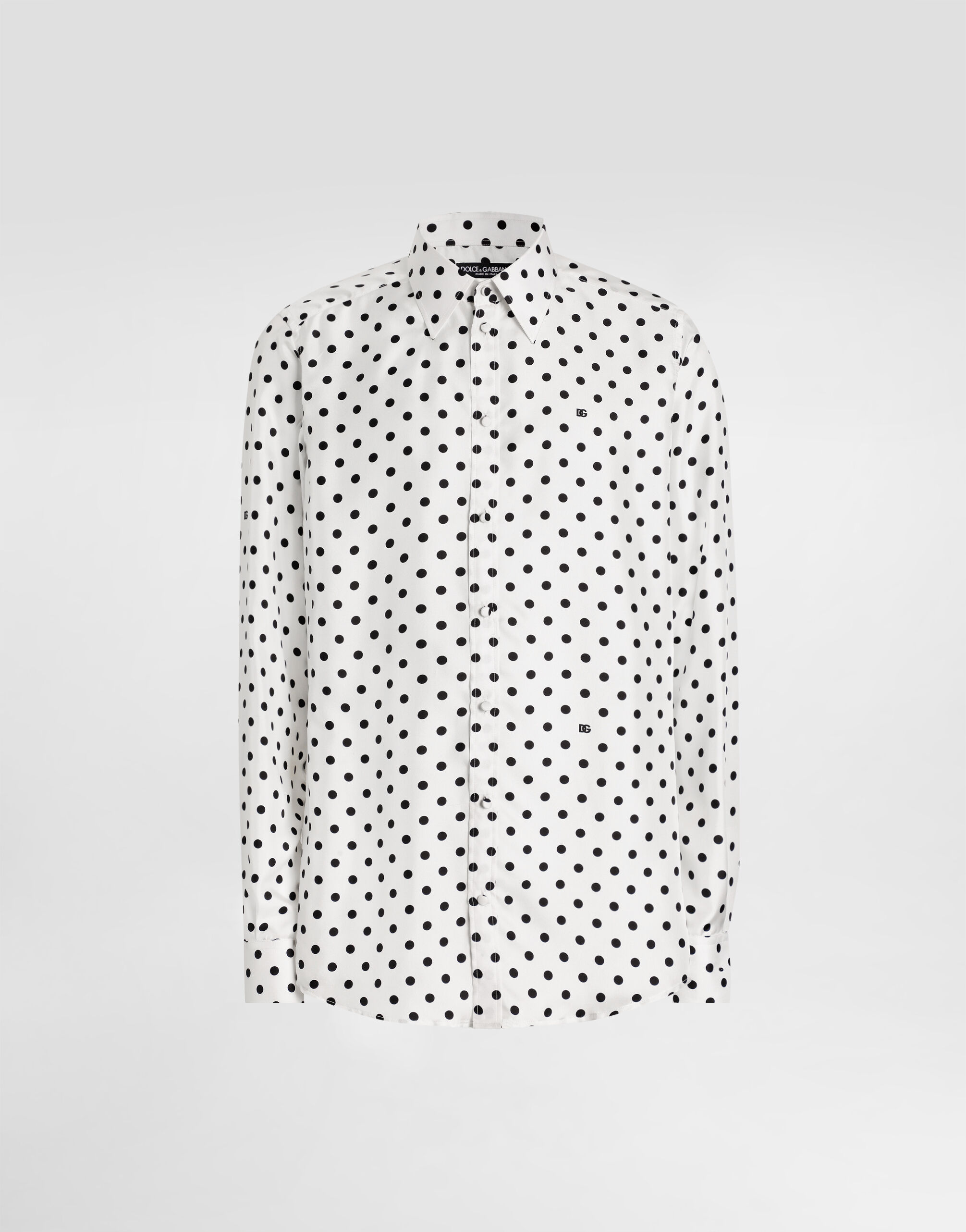 Polka dot-print martini twill shirt