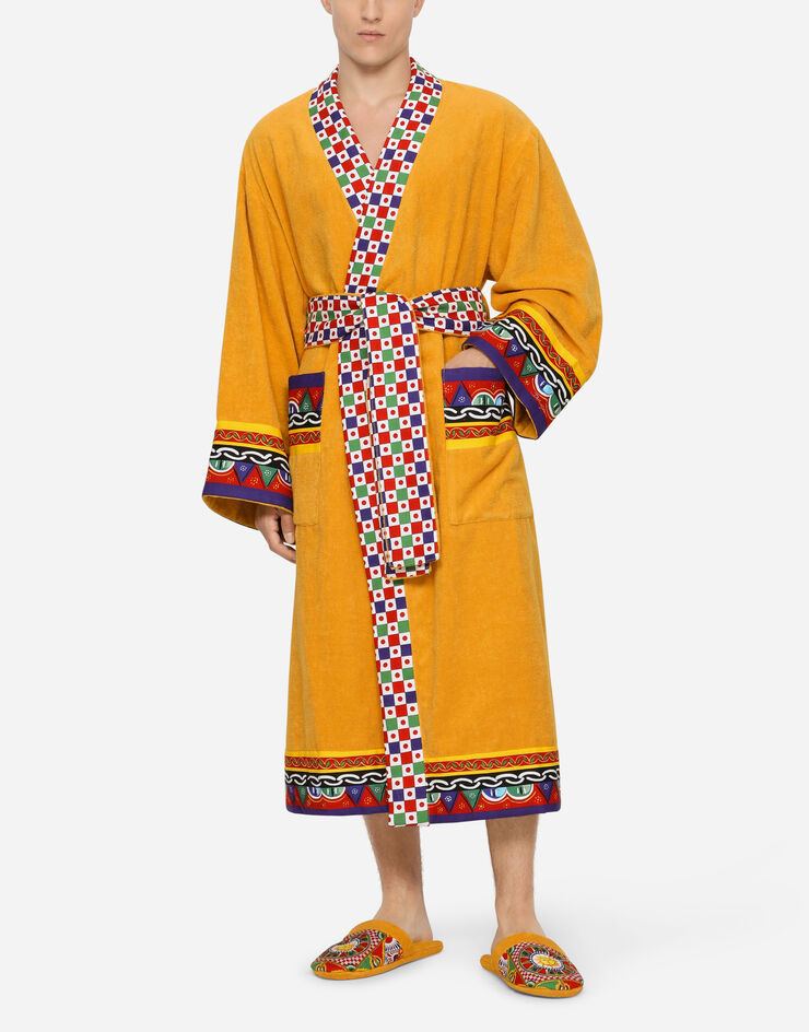 Dolce & Gabbana Cotton Terry Bathrobe Multicolor TCF010TCAGN