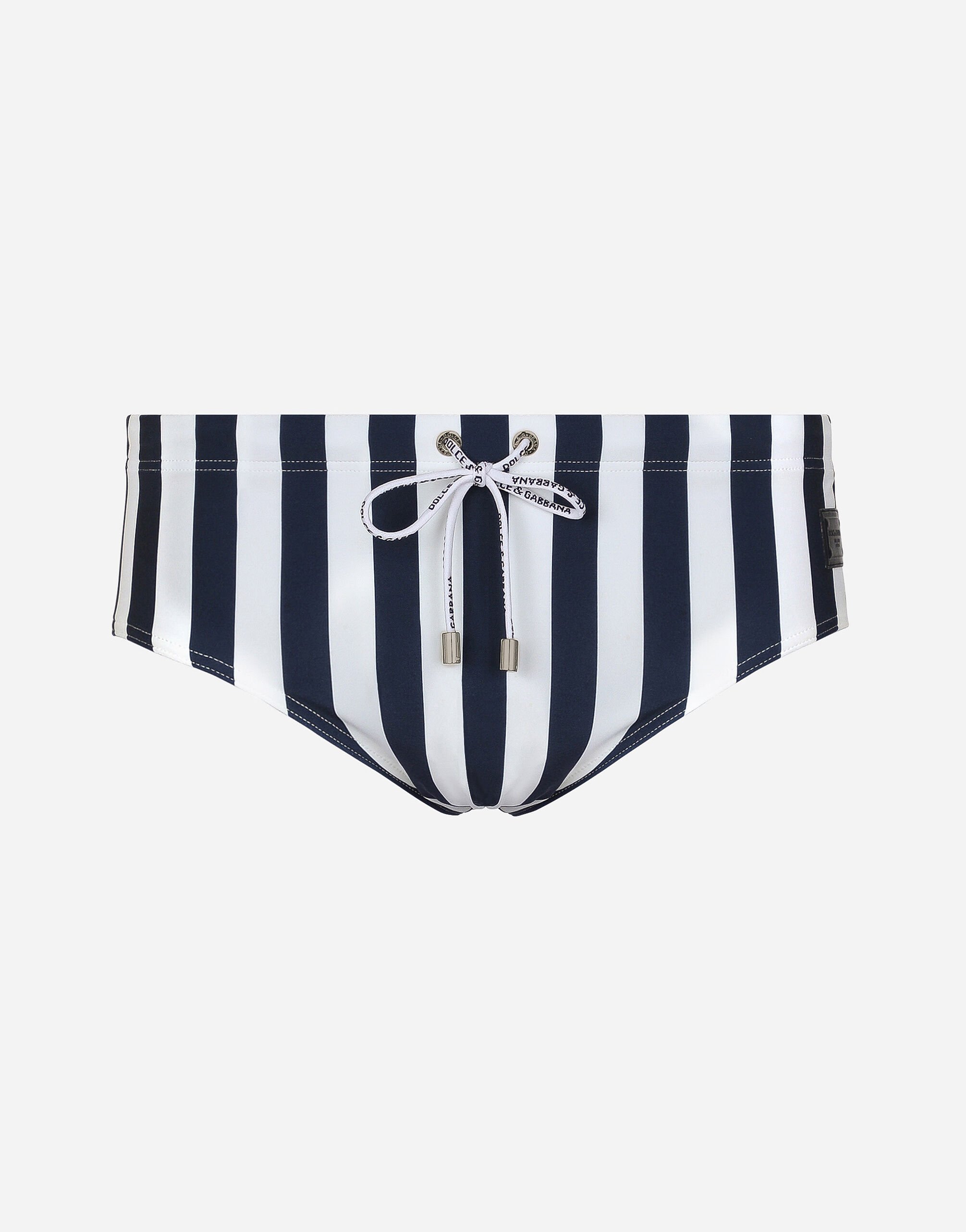 Dolce & Gabbana 条纹 Brando David 三角沙滩裤 印花 M4E68TISMF5