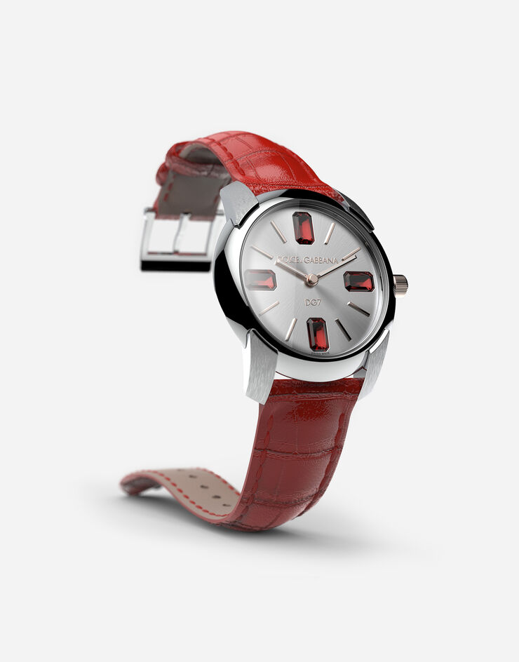 Dolce & Gabbana Uhr mit armband aus alligatorleder ROT WWRE2SXSD9A