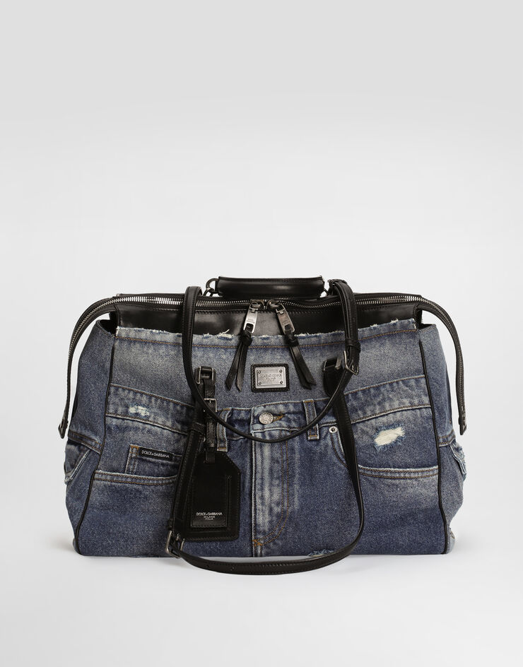 Dolce & Gabbana Vittoria handbag in denim patchwork Blue BM7825AY768
