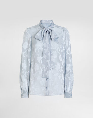 Dolce & Gabbana Floral fil coupé jacquard chiffon shirt Azure F5T81TFJ1J3