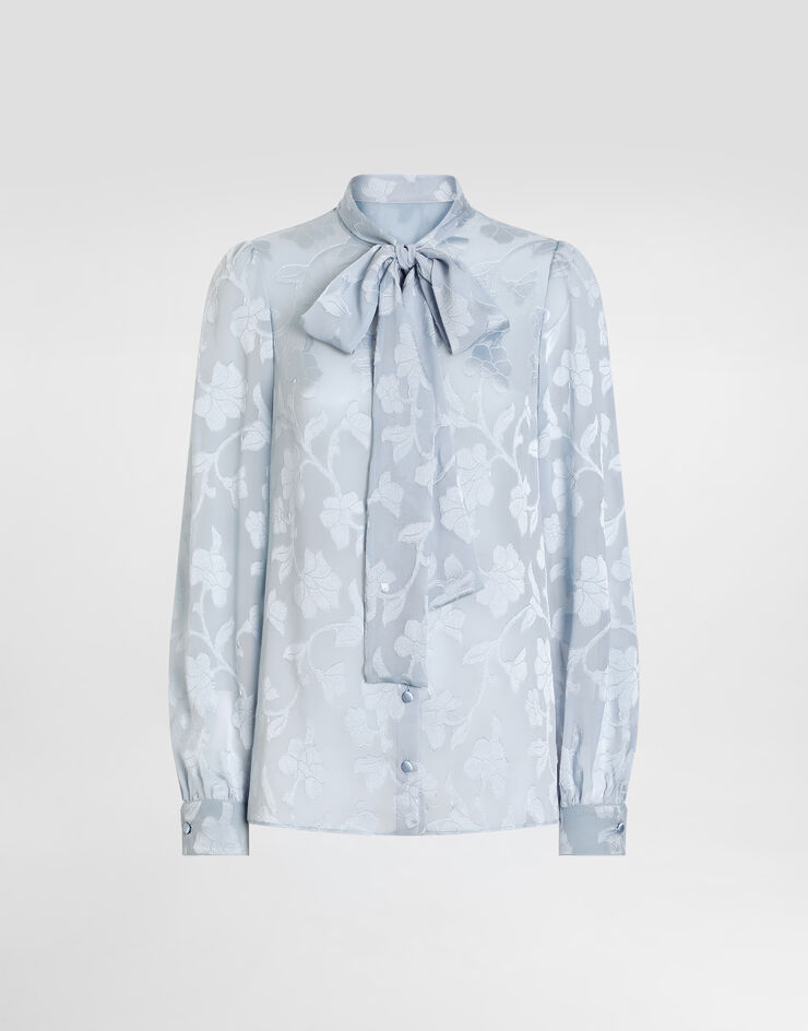 Dolce & Gabbana Floral fil coupé jacquard chiffon shirt Azure F5T81TFJ1J3