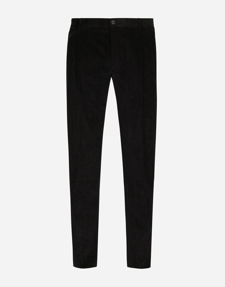 Dolce&Gabbana Pantalón de terciopelo acanalado elástico Negro GY6UETFUWEQ