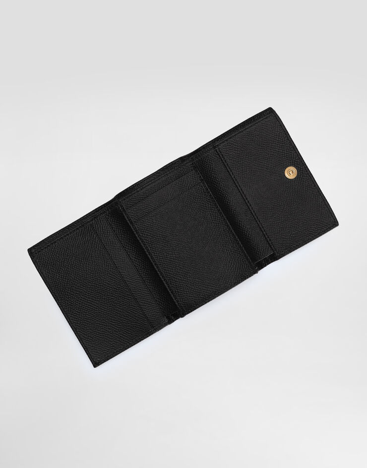 Dolce & Gabbana Portafoglio in pelle di vitello dauphine con targhetta logata Nero BI0770A1001