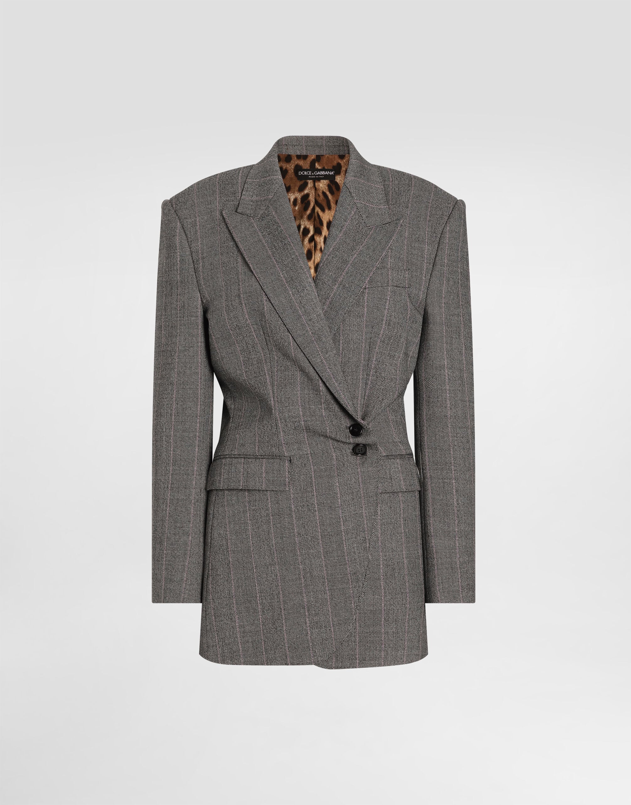 Double-breasted pinstripe wool jacket