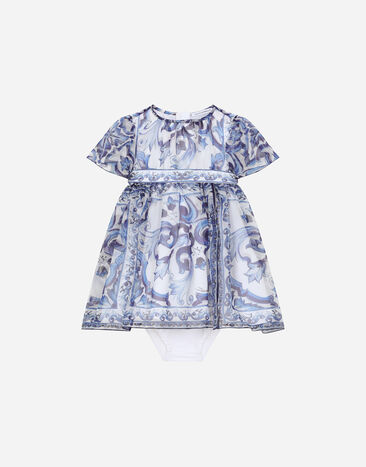 DolceGabbanaSpa Vestido midi de chifón con estampado de mayólica Multicolor L23DH5G7EY8
