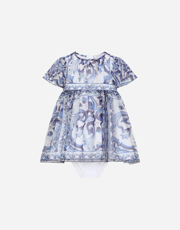 DolceGabbanaSpa Robe midi en mousseline à imprimé majoliques Multicolore L23DH5G7EY8