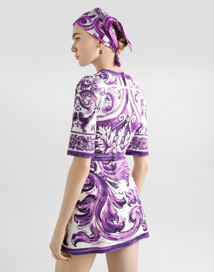 Dolce & Gabbana Majolica-print short dress Multicolor F6TSUTFP9AK