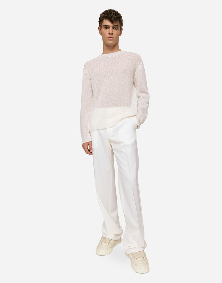 Dolce&Gabbana Stretch wool twill pants with straight leg White GYZMHTGH054