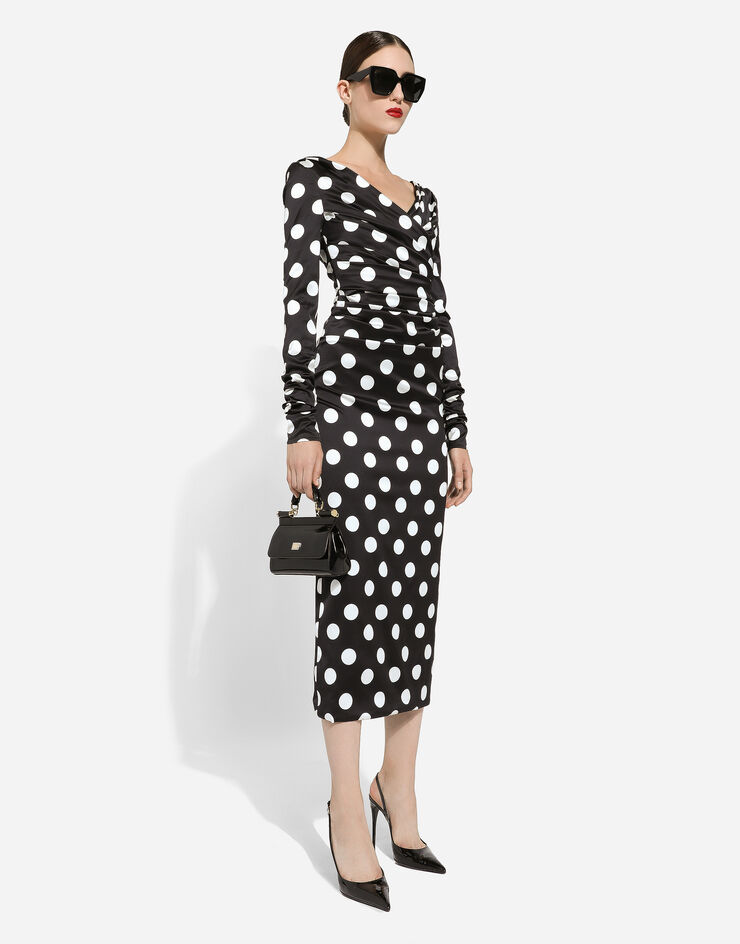 Dolce & Gabbana Satin midi dress with polka-dot print: Print F6DJFTFSIBL