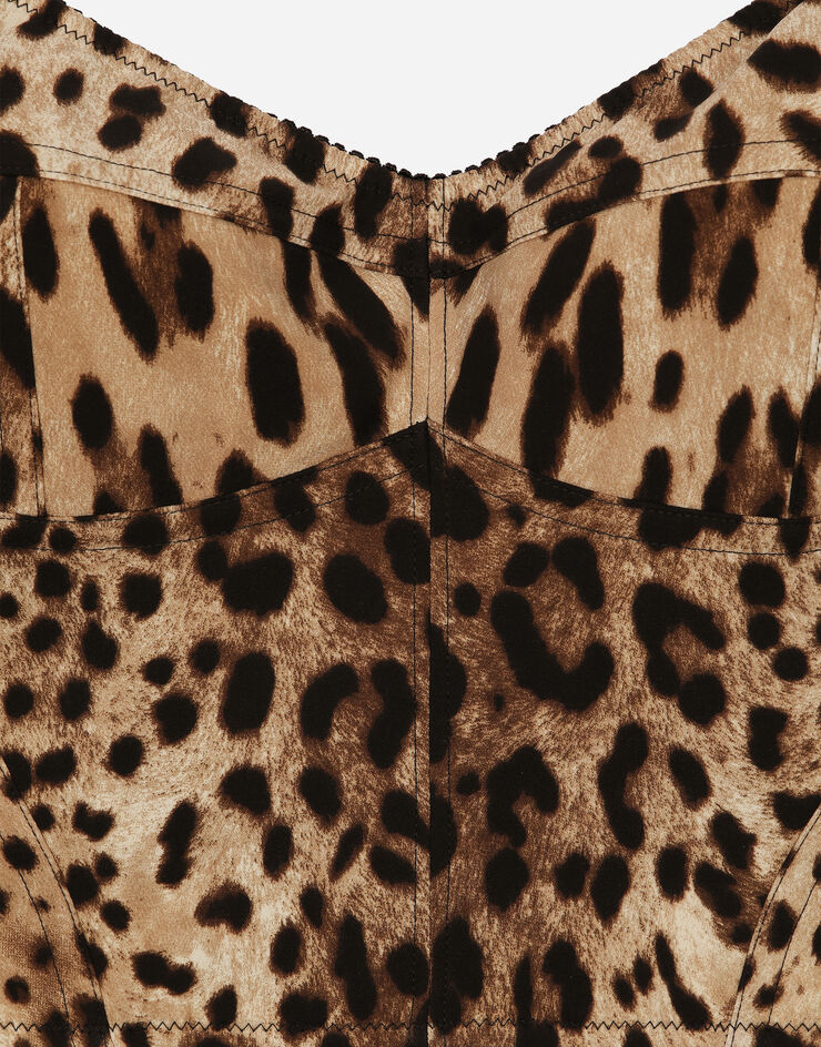 Dolce & Gabbana Leopard-print charmeuse bustier top Print F7W98TGDCLP