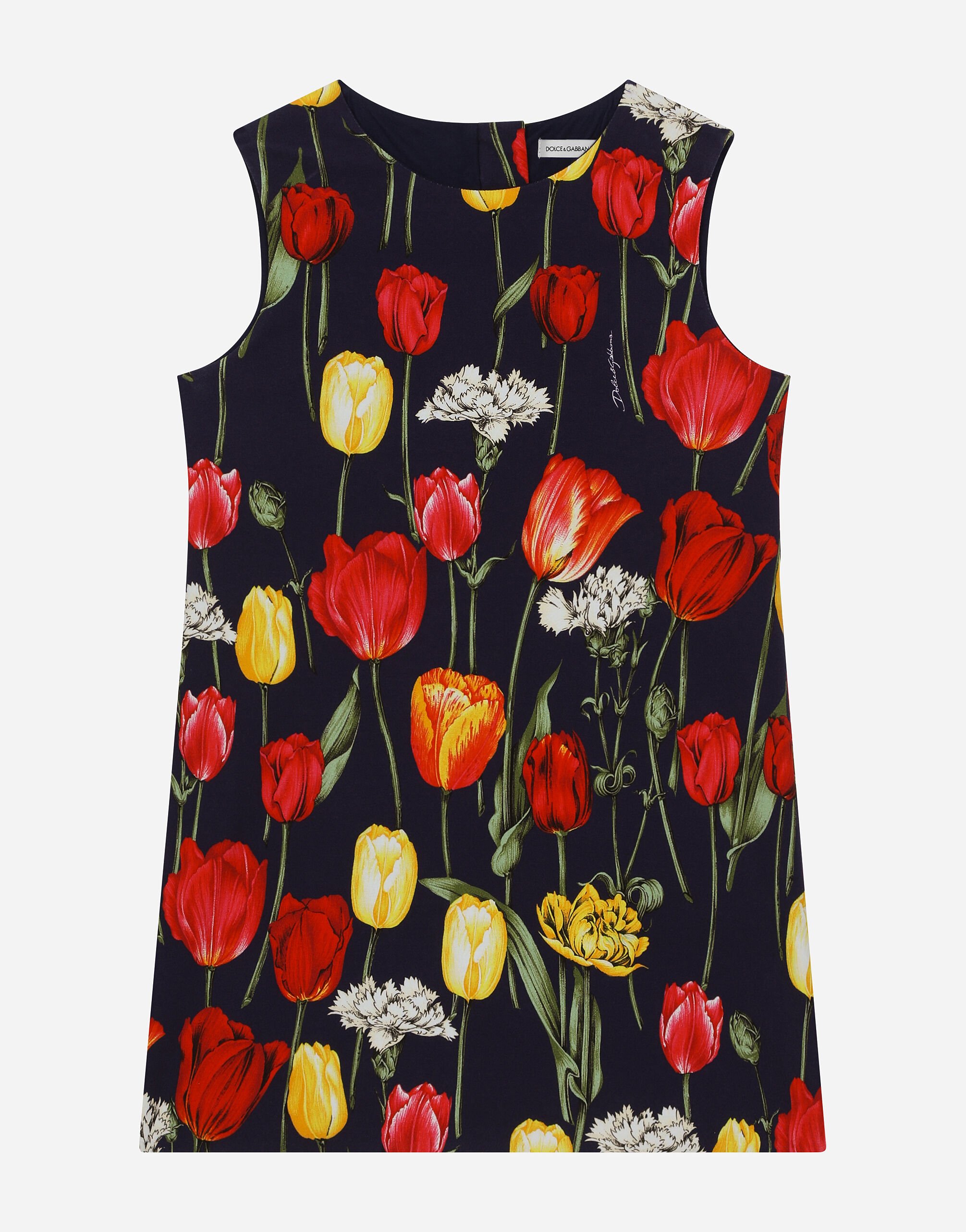 Interlock dress with tulip print in Print for Girls Dolce Gabbana