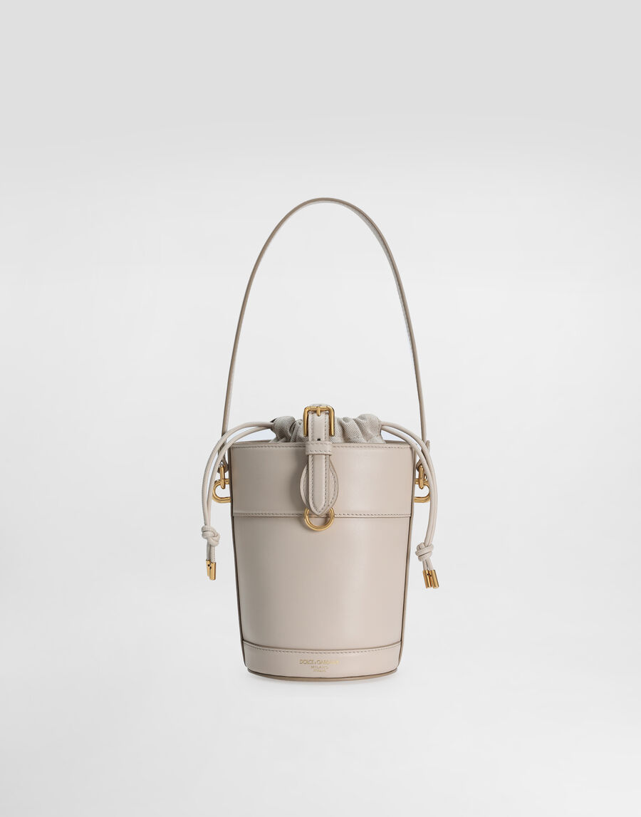 Capri bucket bag in calfskin and canvas