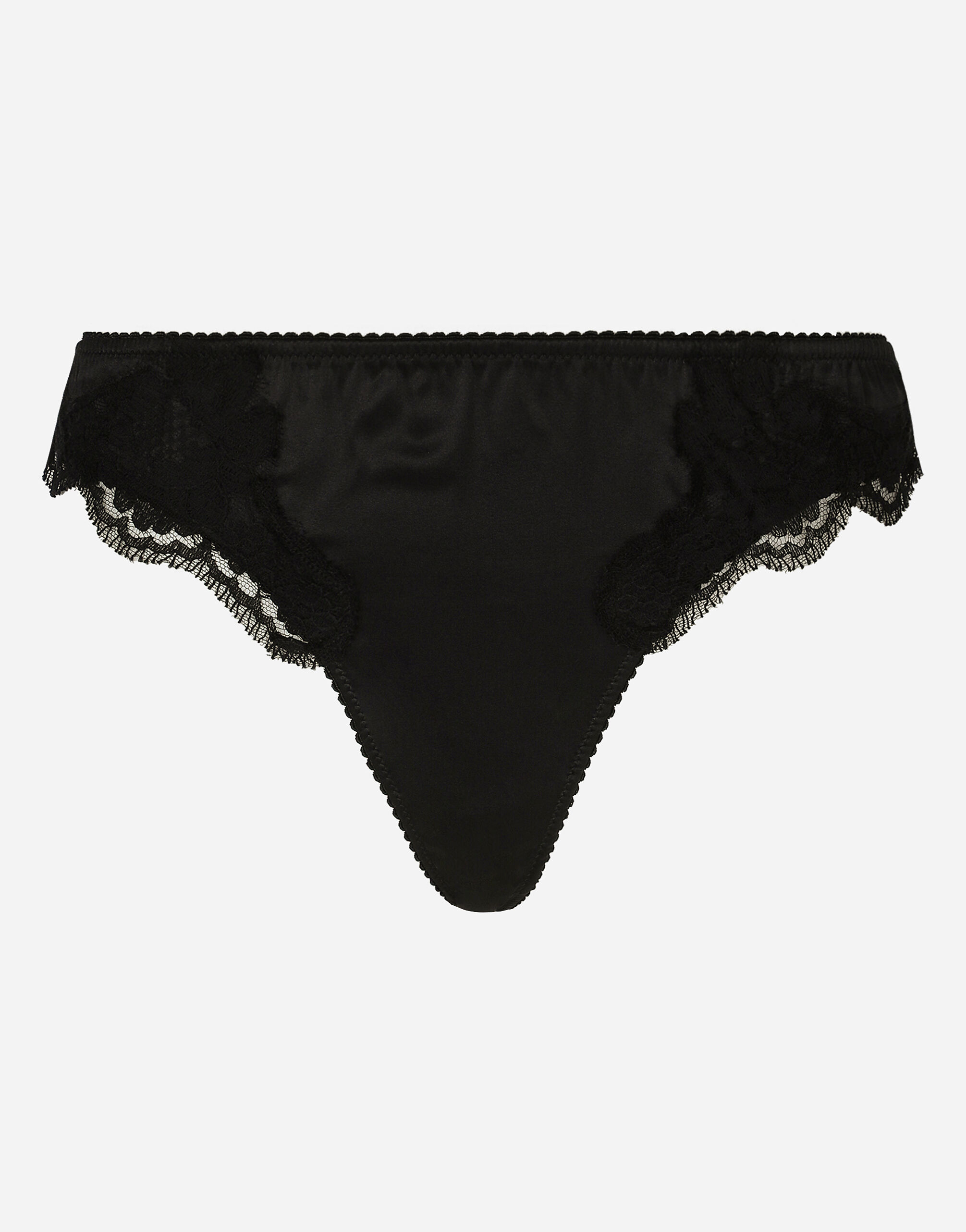 Dolce & Gabbana Tanga de raso con encaje Imprima O1A12TON00R