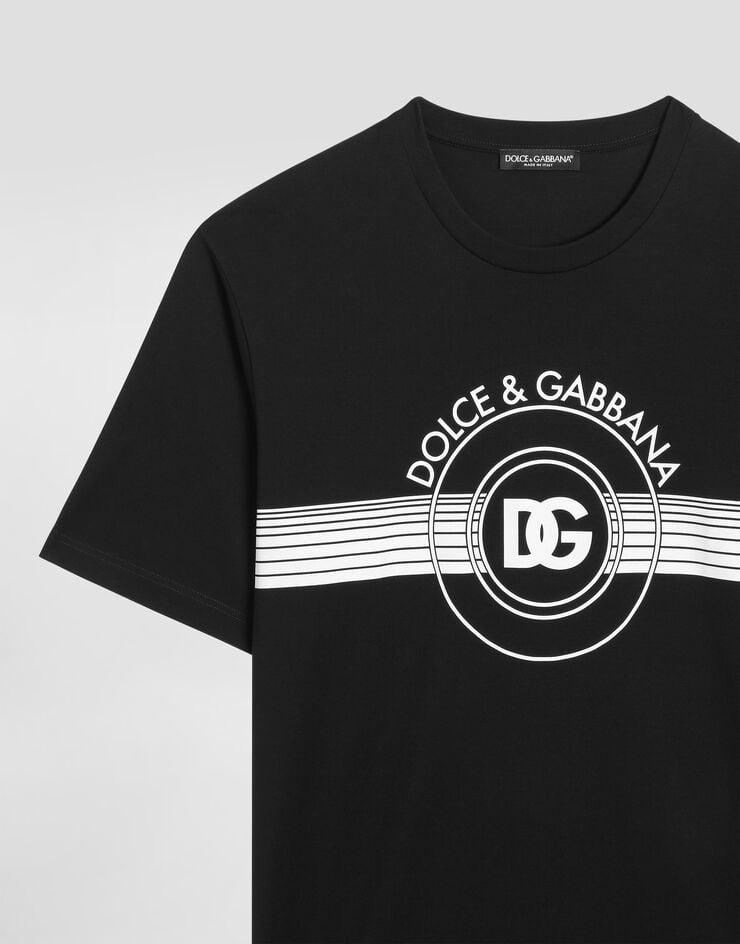 Dolce & Gabbana Cotton interlock T-shirt with DG logo print Black G8PN9TG7J6B