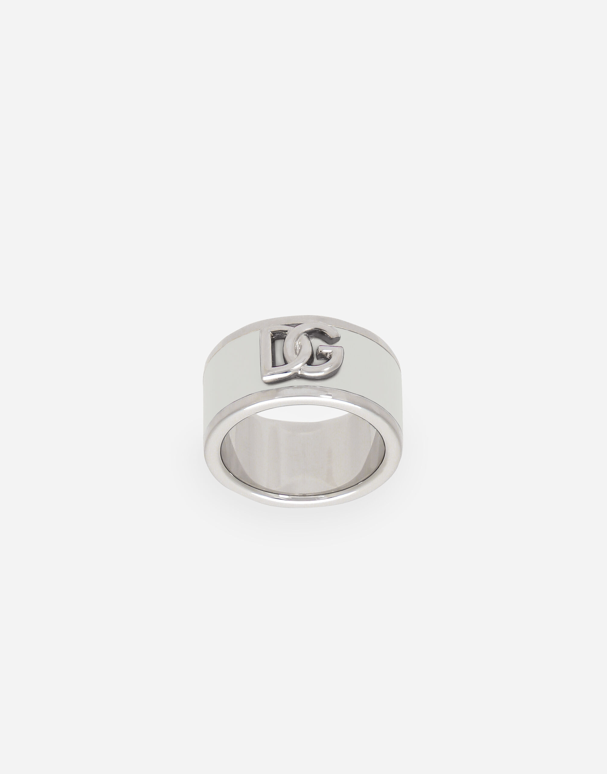 Anillo de esmalte con logotipo DG en Blanco de Mujer Dolce Gabbana