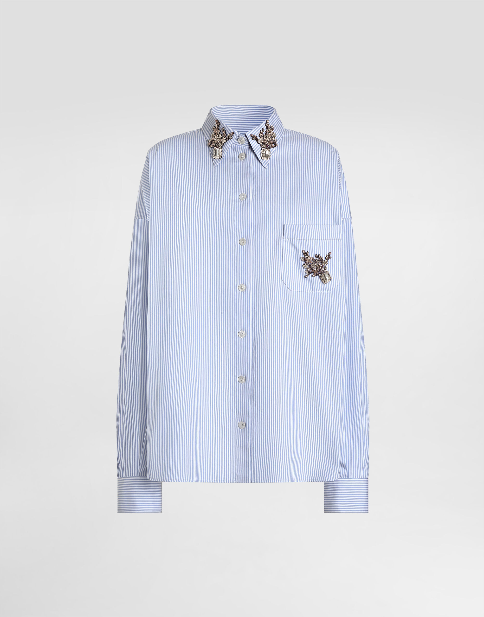Striped poplin shirt in Multicolor for Women | Dolce&Gabbana® US