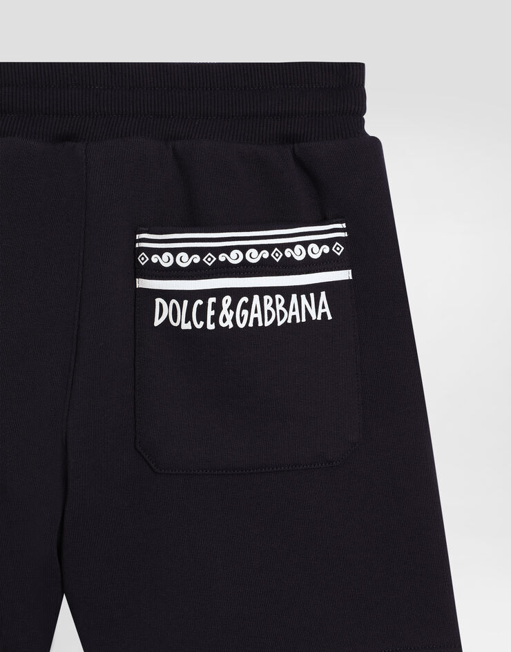 Dolce & Gabbana Piqué shorts with DG logo Blue L4JQU6G7OLL