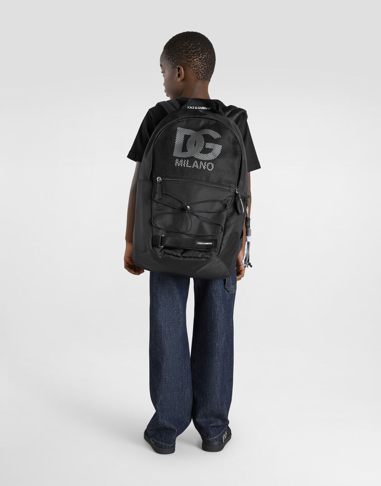 Dolce & Gabbana Mochila de rejilla de nailon con logotipo DG Negro EM0144AM476