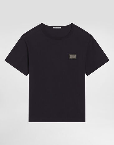 Dolce & Gabbana Jersey T-shirt with logo tag Blue L4JT7TG7I2O