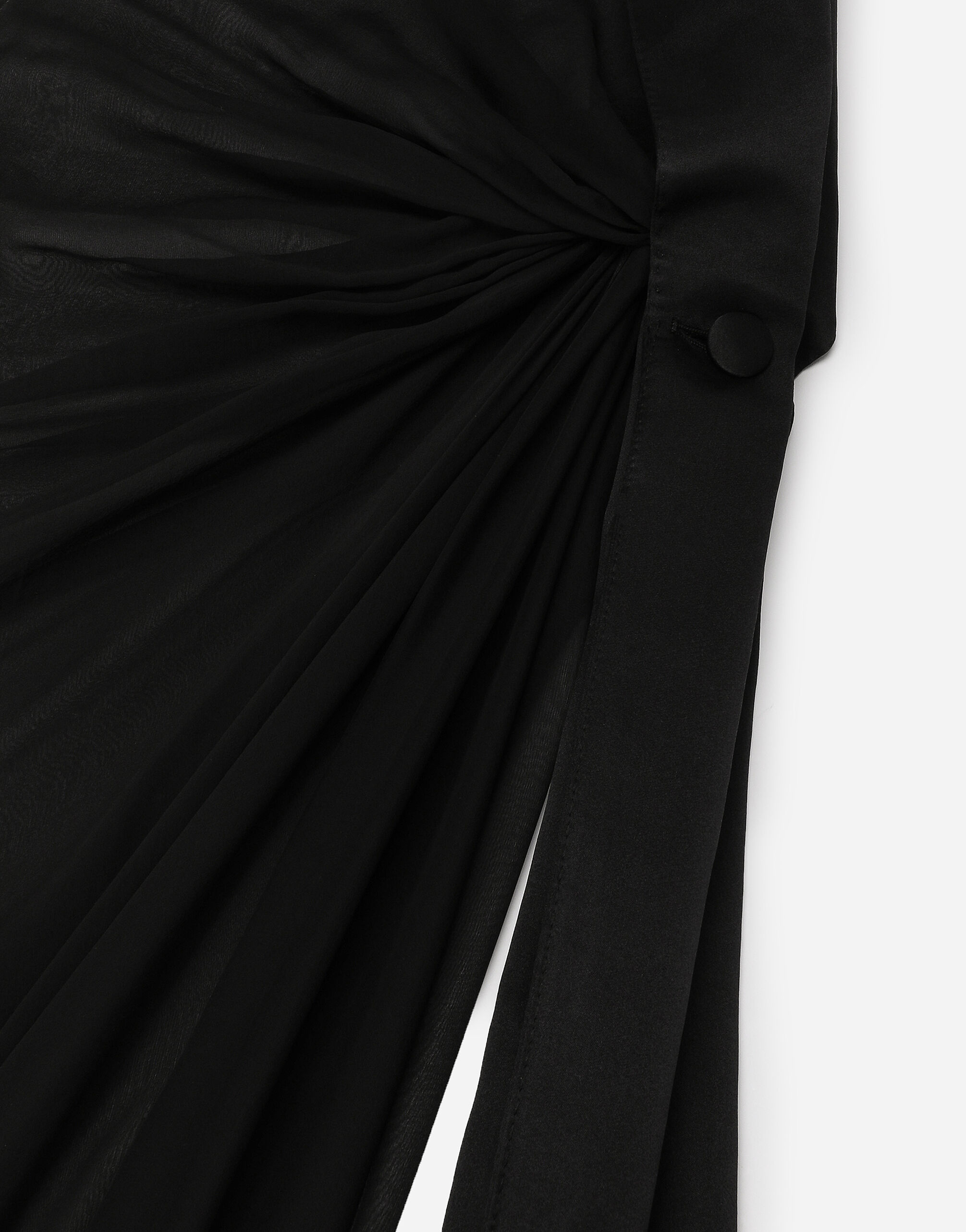 Long chiffon one-shoulder dress in Black for Women | Dolce&Gabbana® US