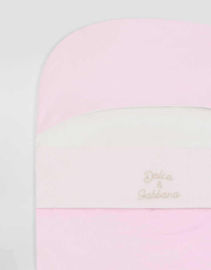 Dolce & Gabbana Interlock and linen baby nest with embroidery Pink LNJAI7G7PUP