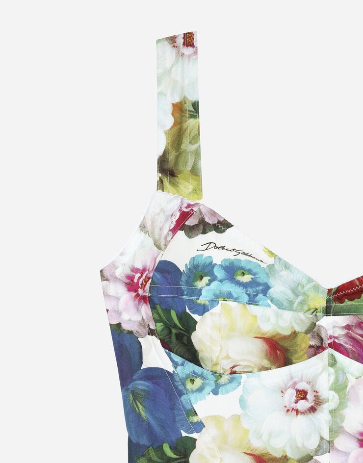 Dolce & Gabbana Top bustier in cotone stampa fiore notturno Stampa F7W98THS5Q2