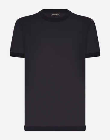 Dolce & Gabbana Short-sleeved silk T-shirt Grey G2NW1TFU4LB